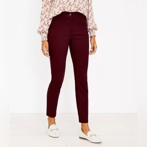 LOFT The Sutton Skinny Pants Burgundy Size 4 NWT